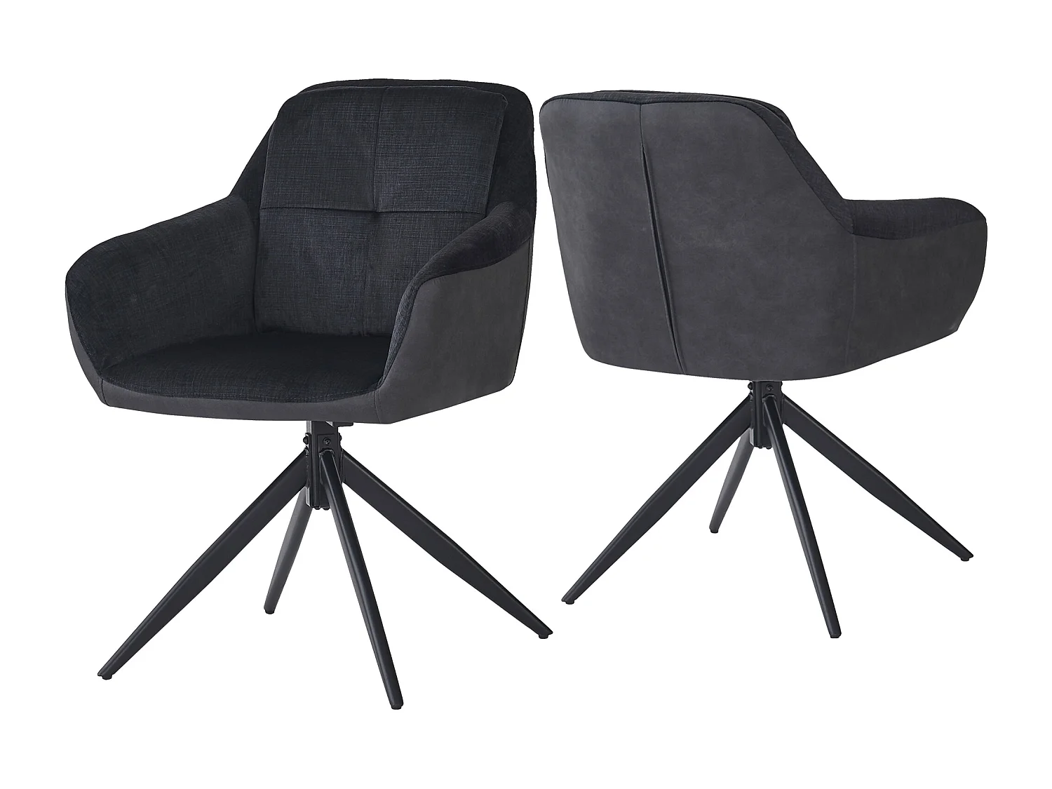 Juego de 4 sillas giratorias de terciopelo - Patas de metal ajustables - Negro