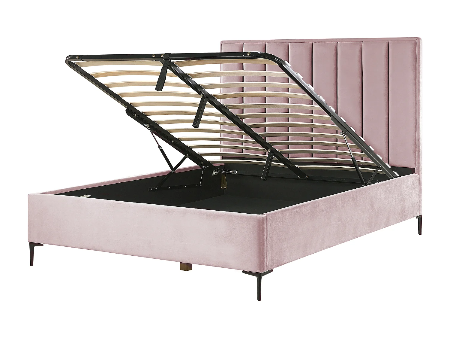 Bed met opbergruimte Fluweel SEZANNE 160 x 200 cm Roze