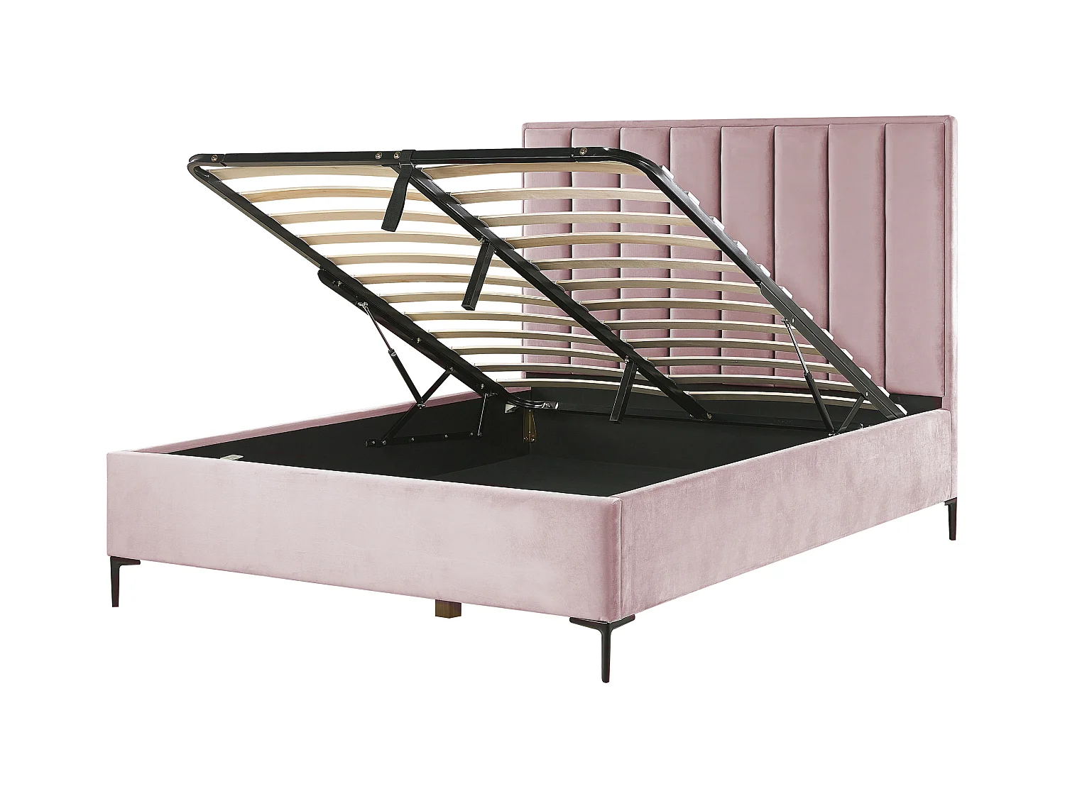Lit ottoman Velours SEZANNE 160 x 200 cm Rose