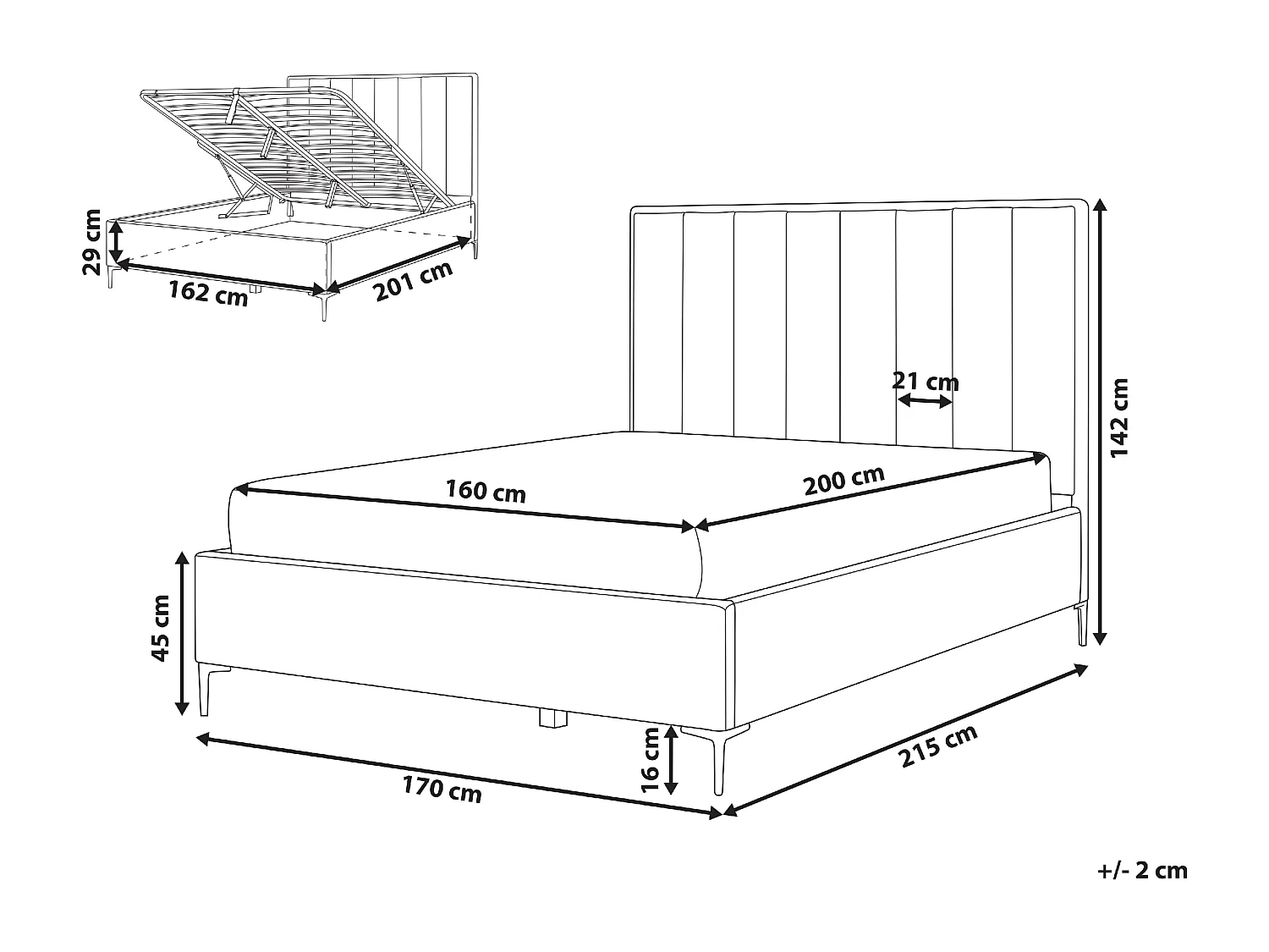 Letto contenitore Velluto SEZANNE 160 x 200 cm Rosa