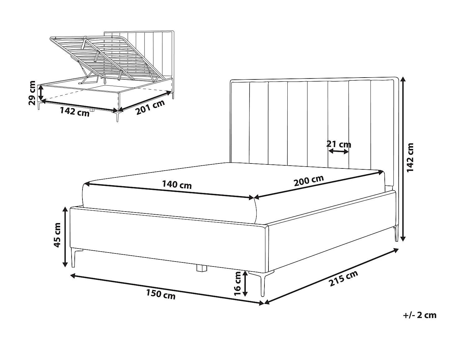Lit ottoman Bouclé SEZANNE 140 x 200 cm Blanc cassé