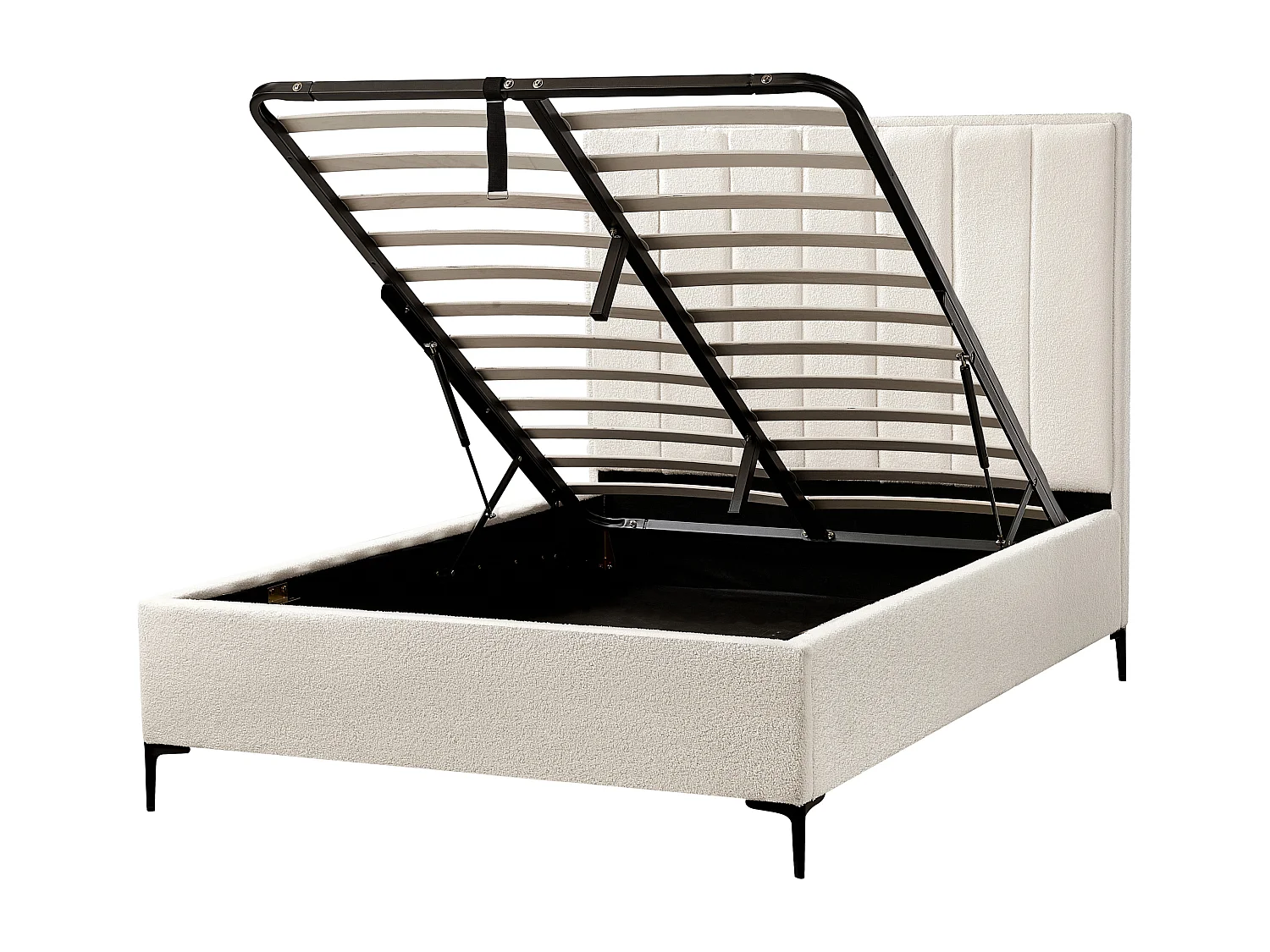 Lit ottoman Bouclé SEZANNE 140 x 200 cm Blanc cassé