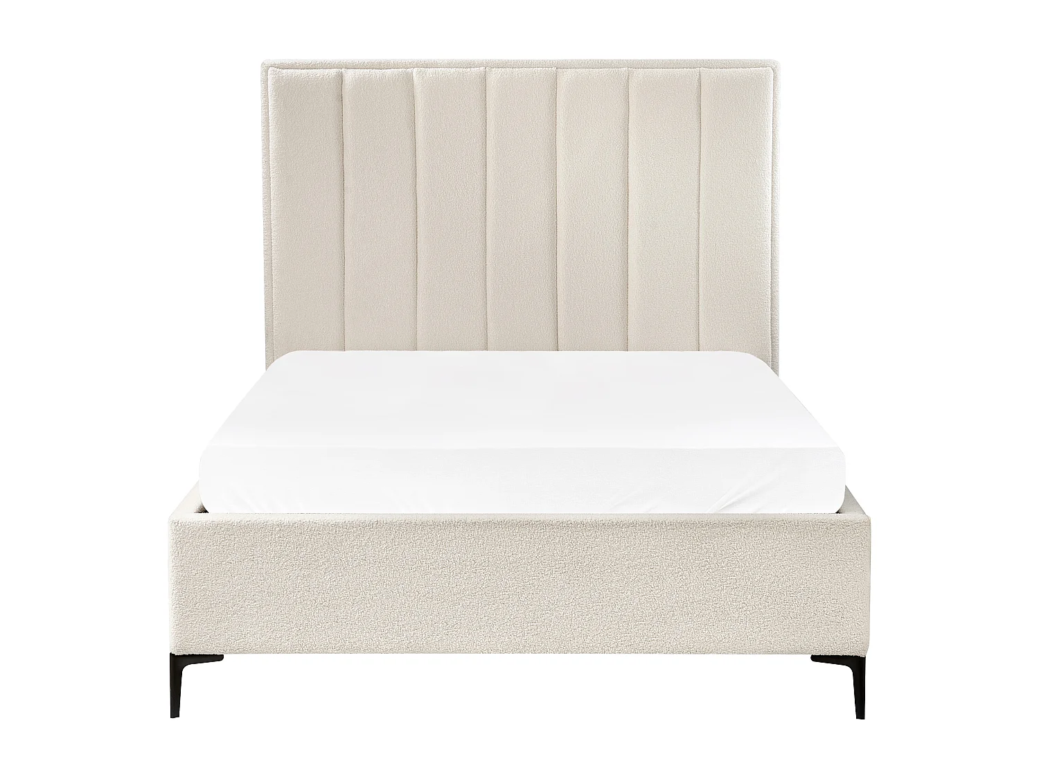 Lit ottoman Bouclé SEZANNE 140 x 200 cm Blanc cassé