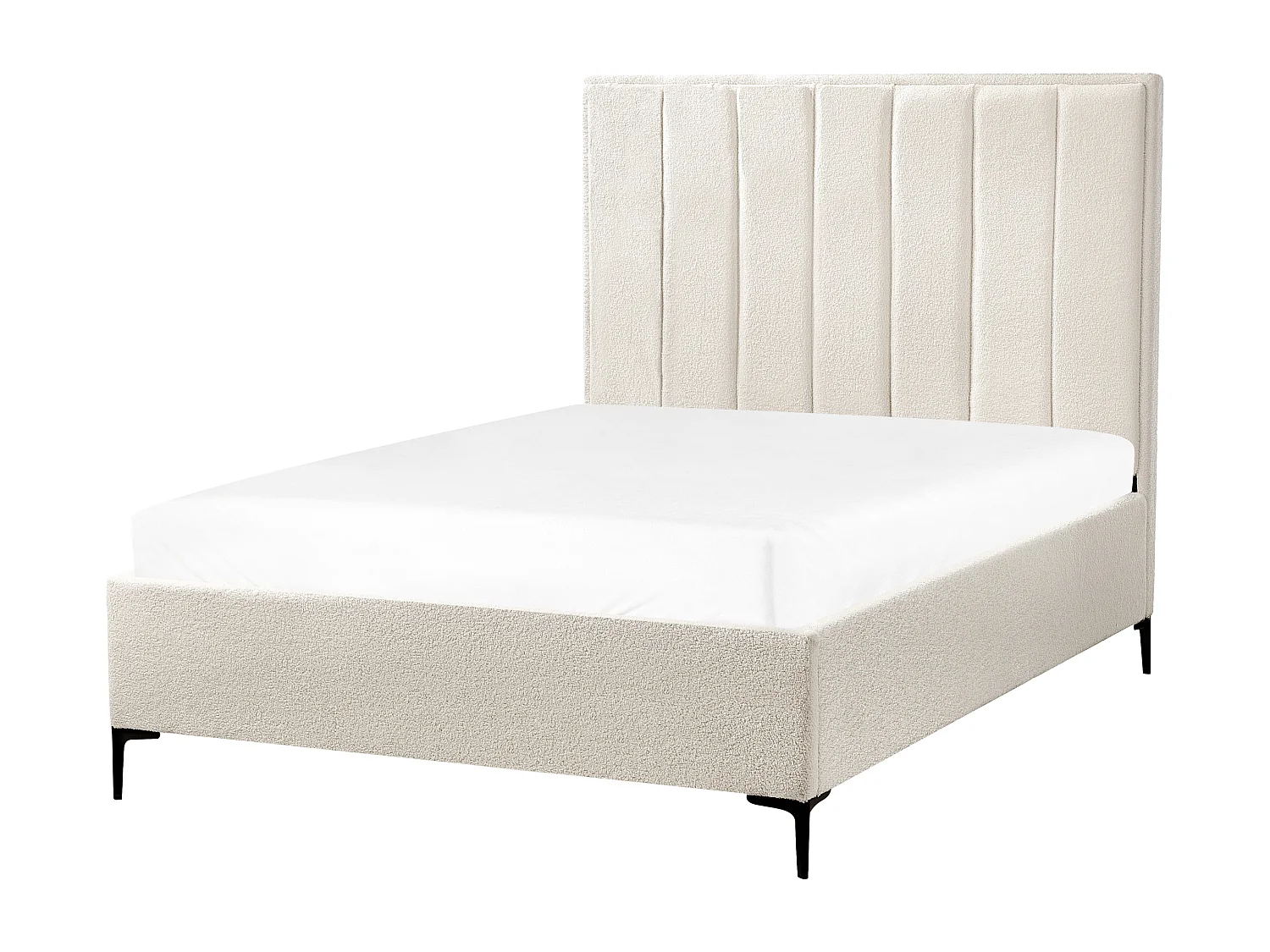 Polsterbett Bouclé creme weiß 140x200 cm mit Bettkasten hochklappbar Sezanne