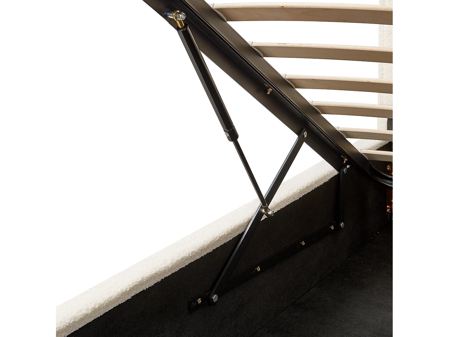 Polsterbett Bouclé creme weiß 140x200 cm mit Bettkasten hochklappbar Sezanne