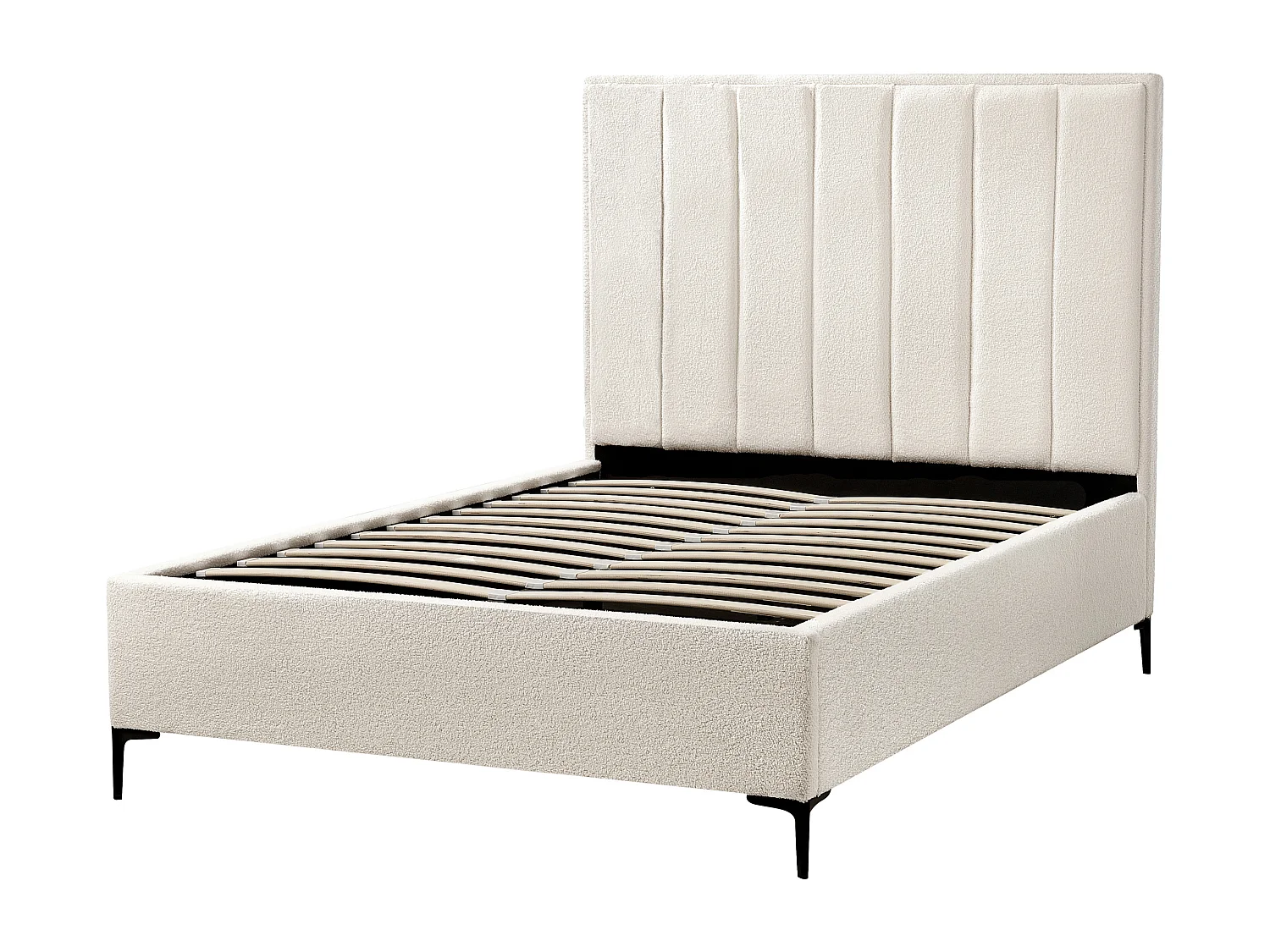 Lit ottoman Bouclé SEZANNE 140 x 200 cm Blanc cassé