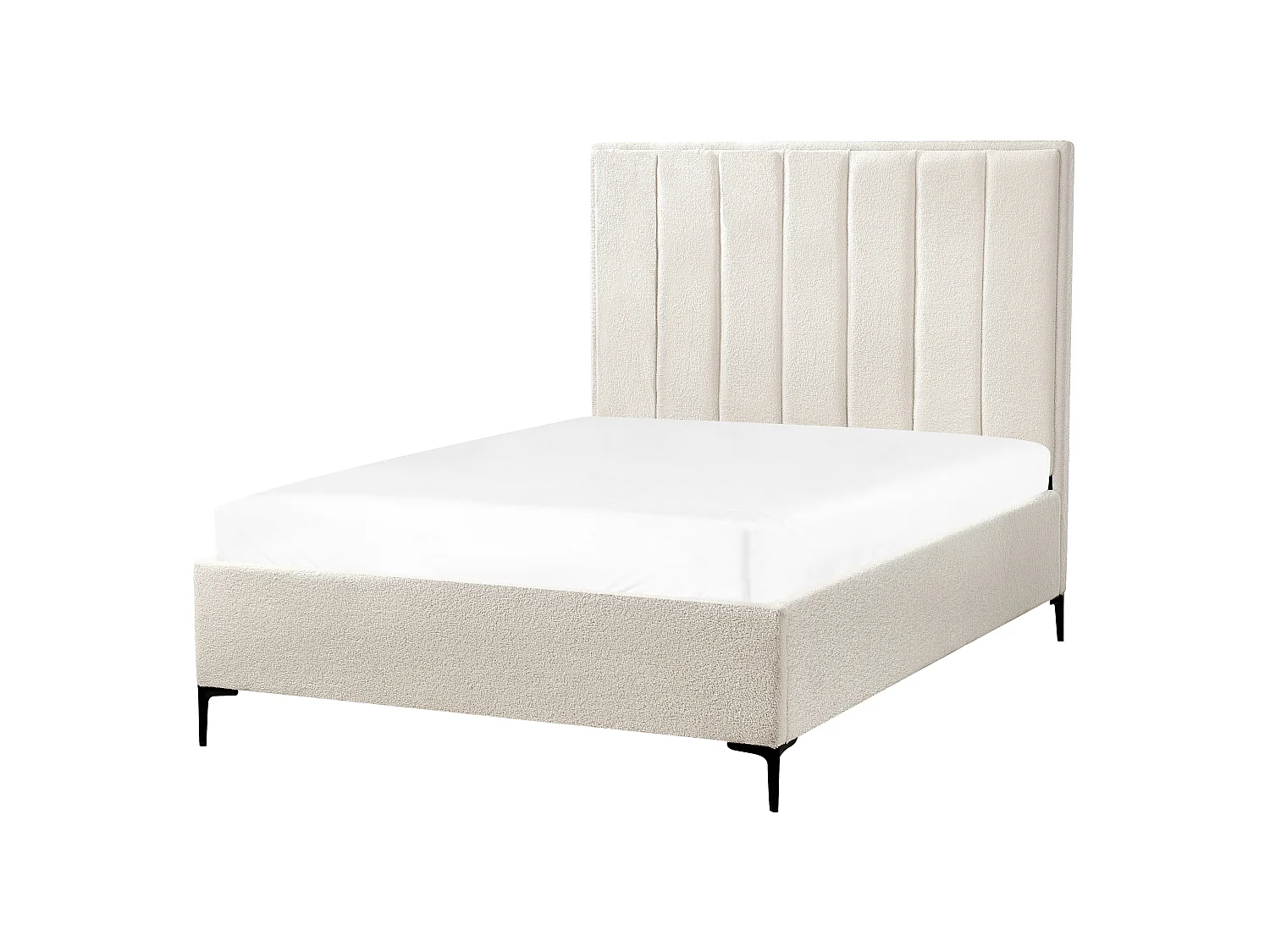 Bed met opbergruimte Bouclé SEZANNE 140 x 200 cm Gebroken wit