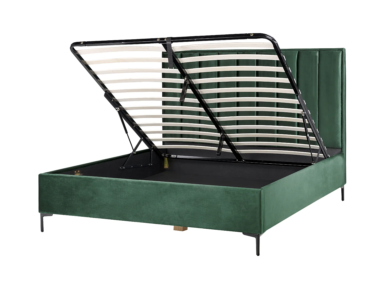 Lit ottoman Velours SEZANNE 180 x 200 cm Vert foncé