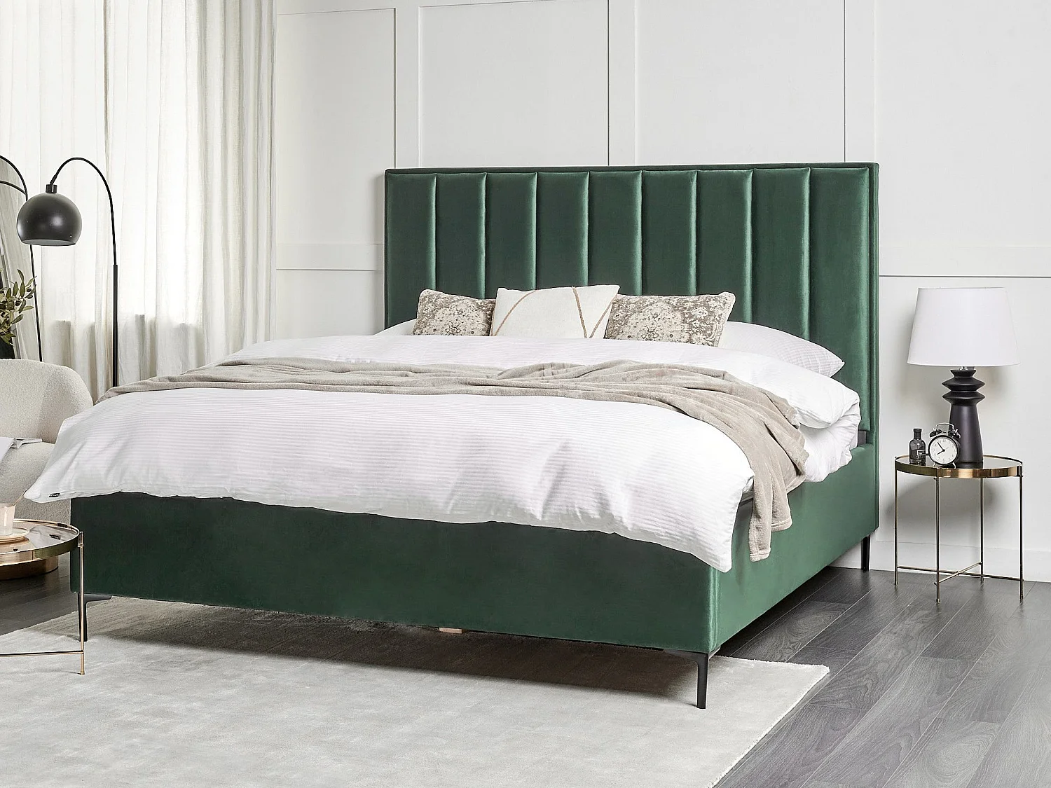 Cama baú Veludo SEZANNE 180 x 200 cm Verde escuro