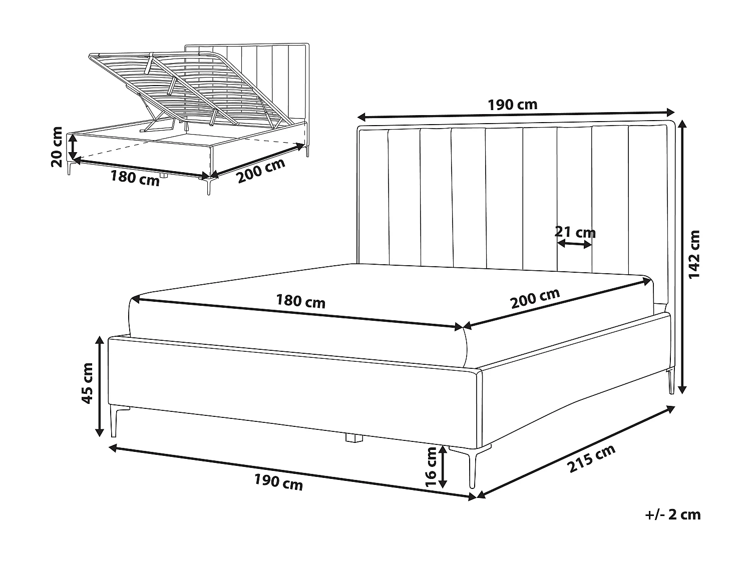 Bed met opbergruimte Fluweel SEZANNE 180 x 200 cm Donkergroen
