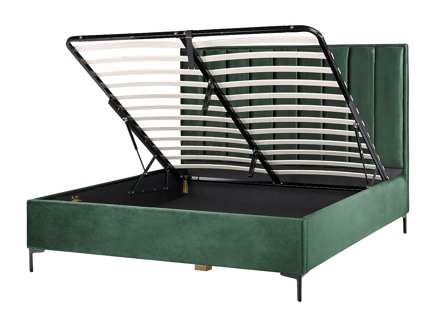Cama baú Veludo SEZANNE 180 x 200 cm Verde escuro