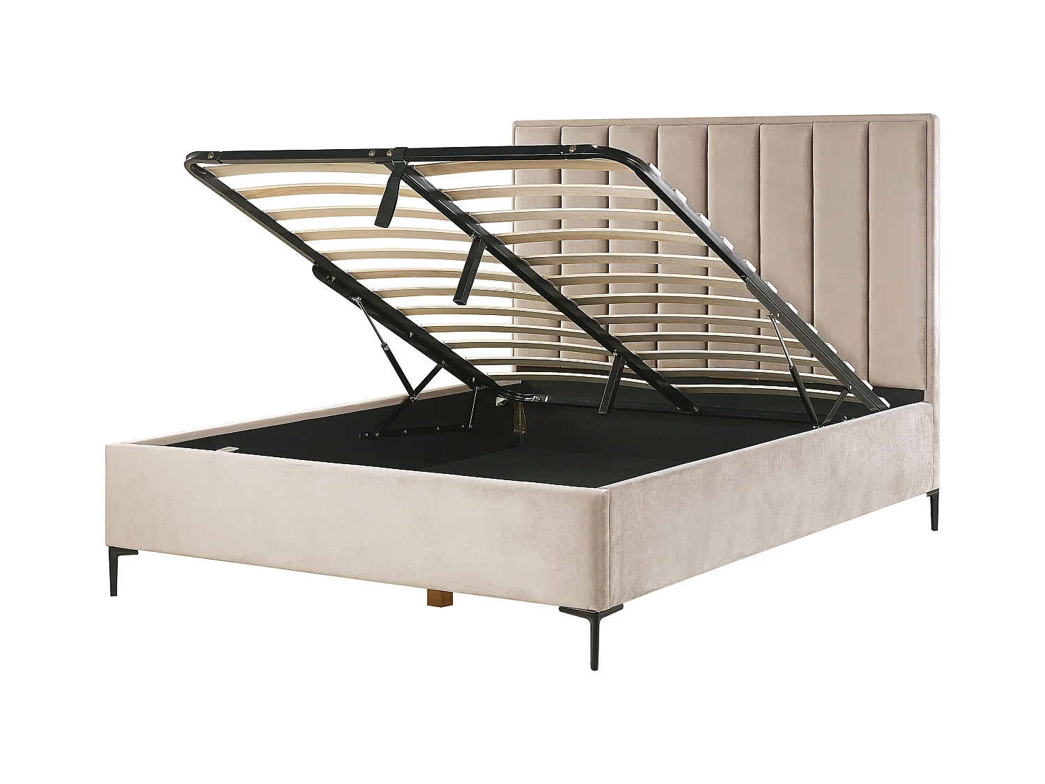 Lit ottoman Velours SEZANNE 160 x 200 cm Taupe