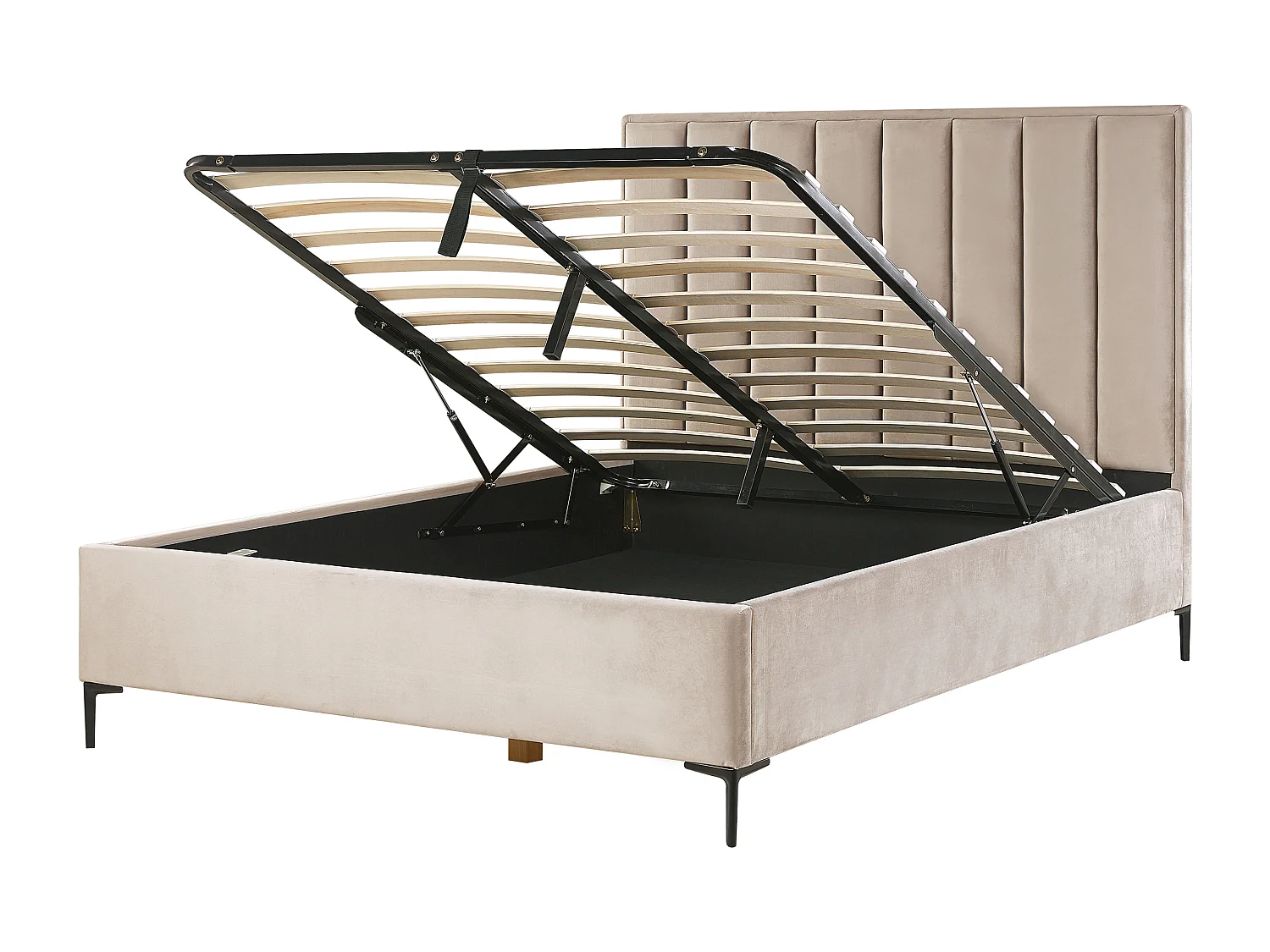 Lit ottoman Velours SEZANNE 160 x 200 cm Taupe