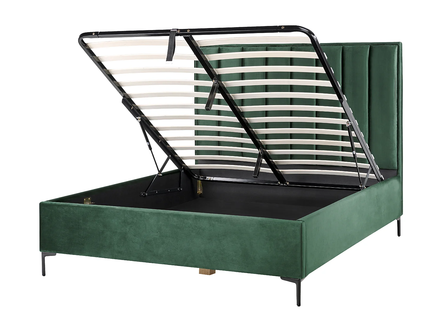 Lit ottoman Velours SEZANNE 160 x 200 cm Vert foncé