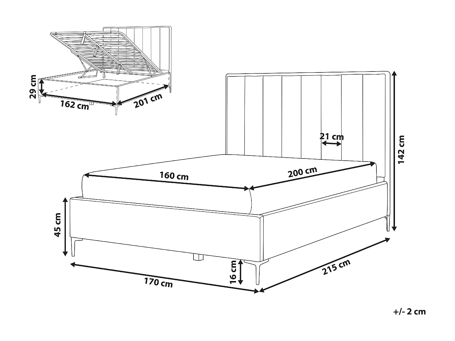 Lit ottoman Velours SEZANNE 160 x 200 cm Vert foncé