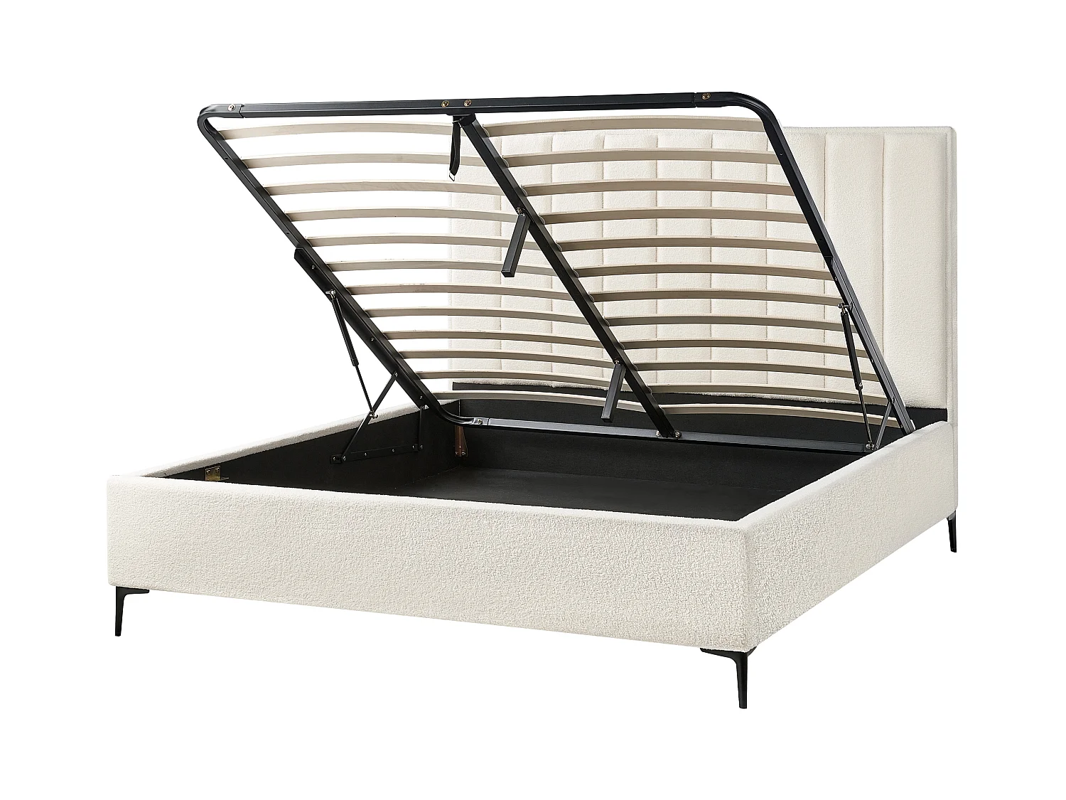 Lit ottoman Bouclé SEZANNE 180 x 200 cm Blanc cassé