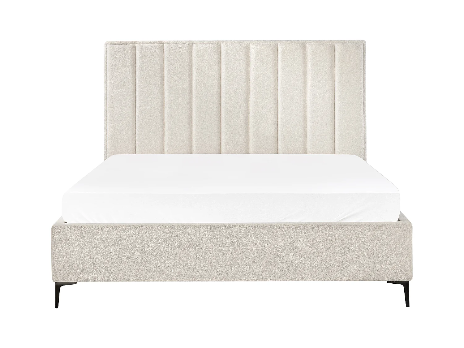 Lit ottoman Bouclé SEZANNE 180 x 200 cm Blanc cassé
