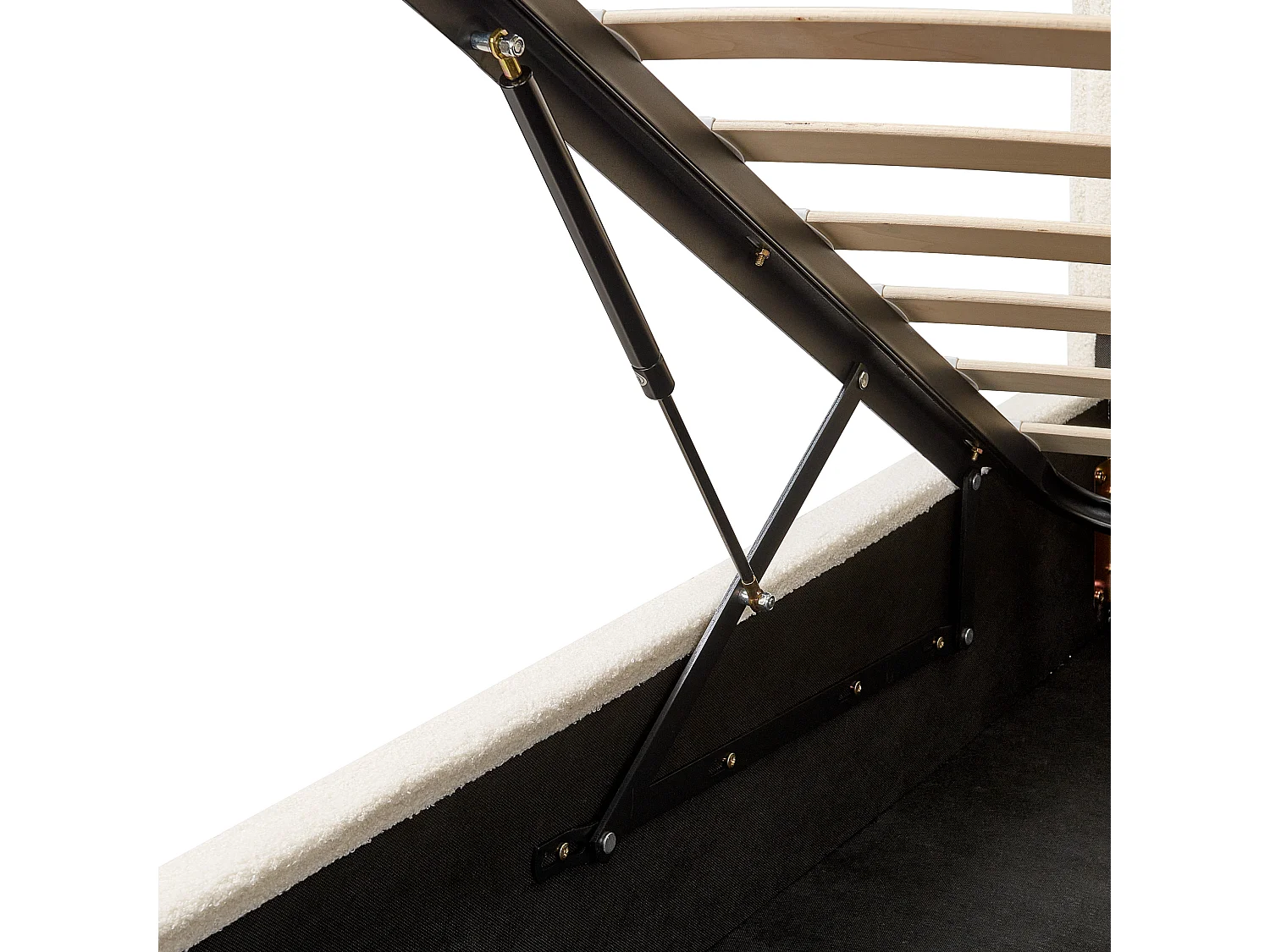 Lit ottoman Bouclé SEZANNE 180 x 200 cm Blanc cassé