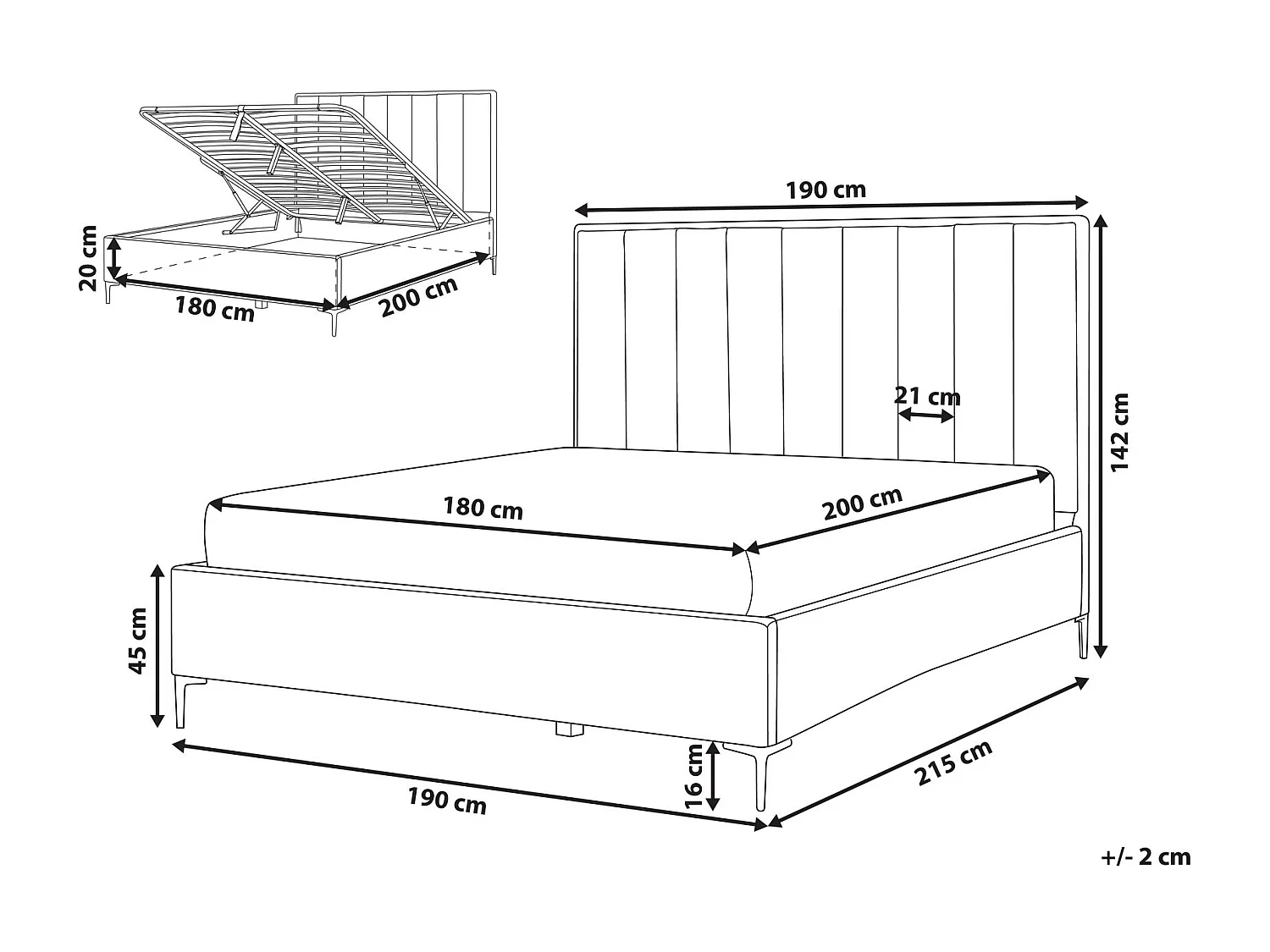 Letto con ottomano Bouclé SEZANNE 180 x 200 cm Bianco sporco