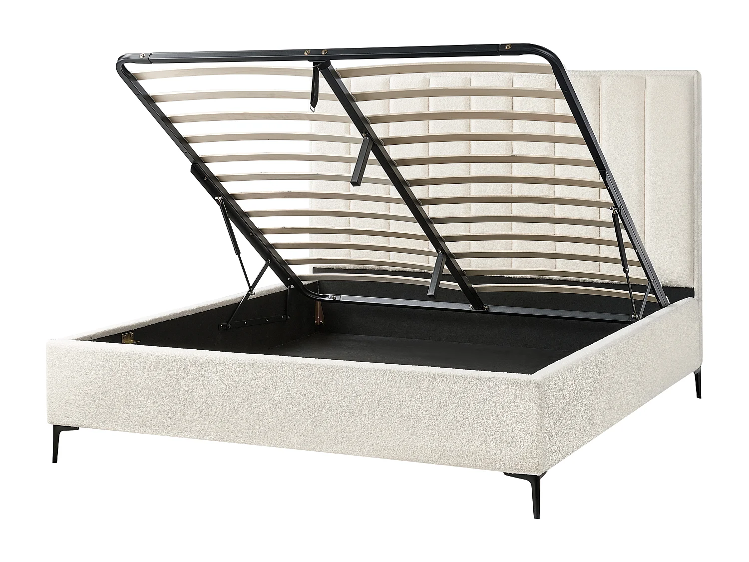 Letto con ottomano Bouclé SEZANNE 180 x 200 cm Bianco sporco