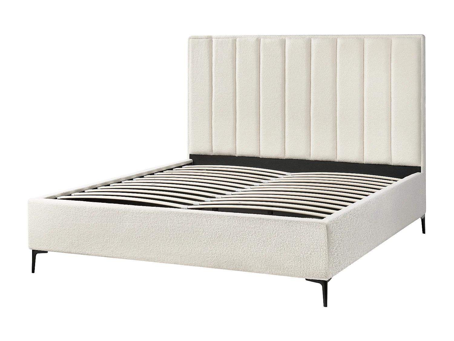 Bett mit Stauraum Bouclé SEZANNE 180 x 200 cm Cremeweiss