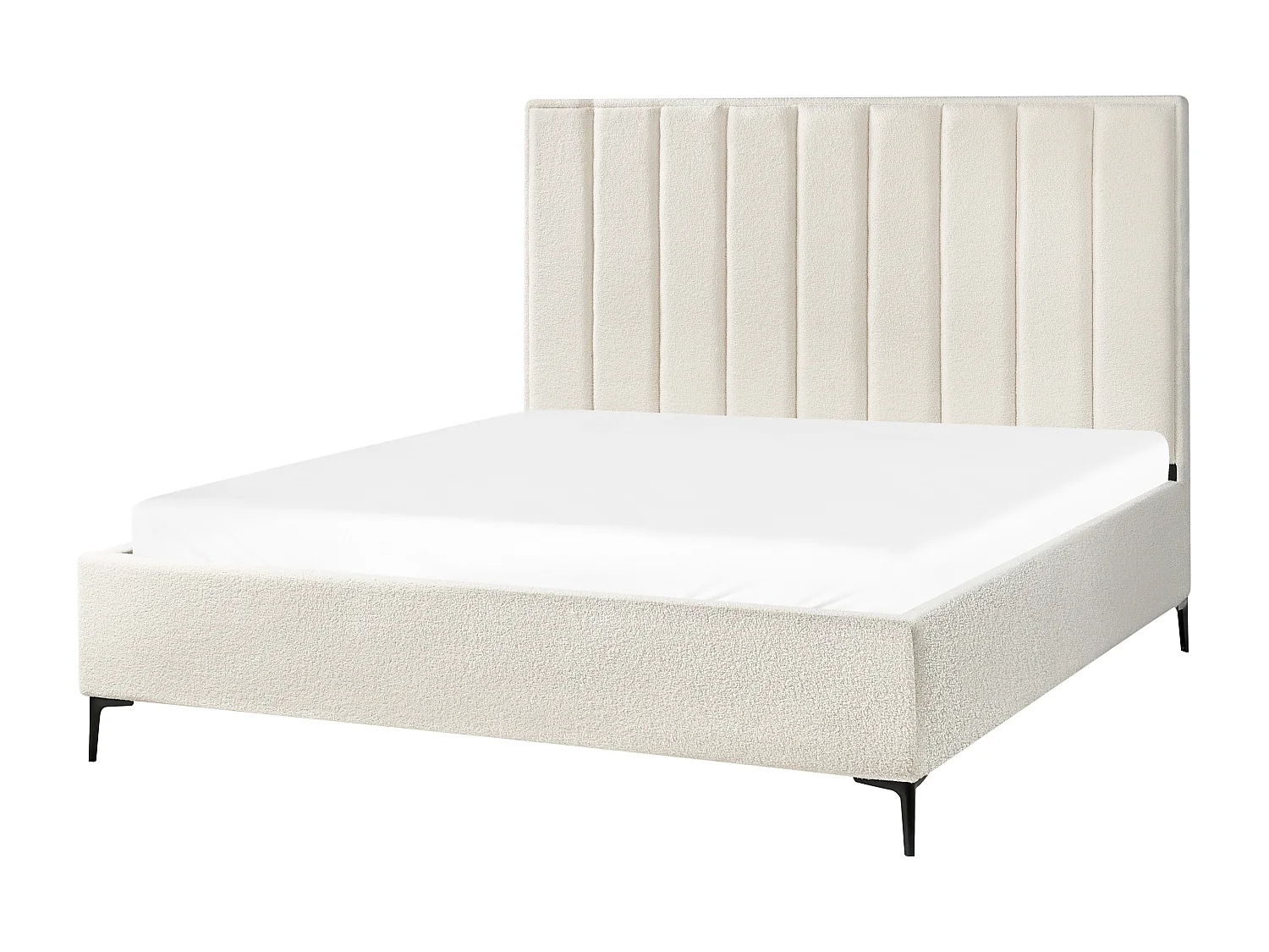 Bett mit Stauraum Bouclé SEZANNE 180 x 200 cm Cremeweiss