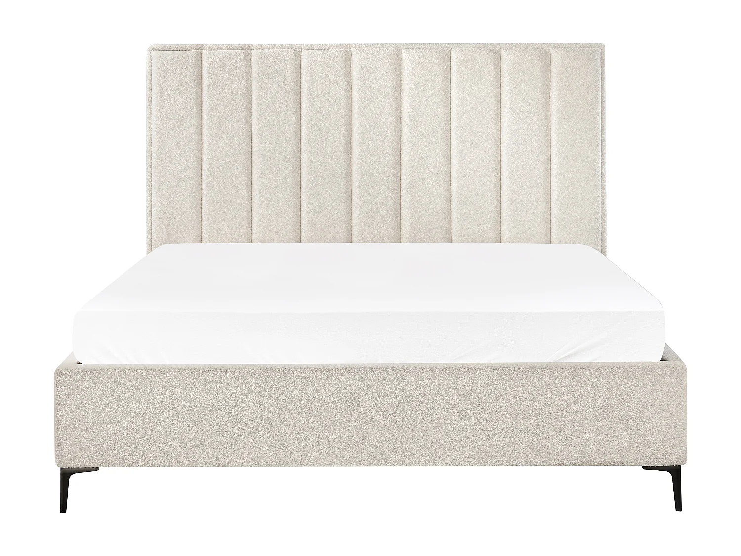 Bett mit Stauraum Bouclé SEZANNE 180 x 200 cm Cremeweiss