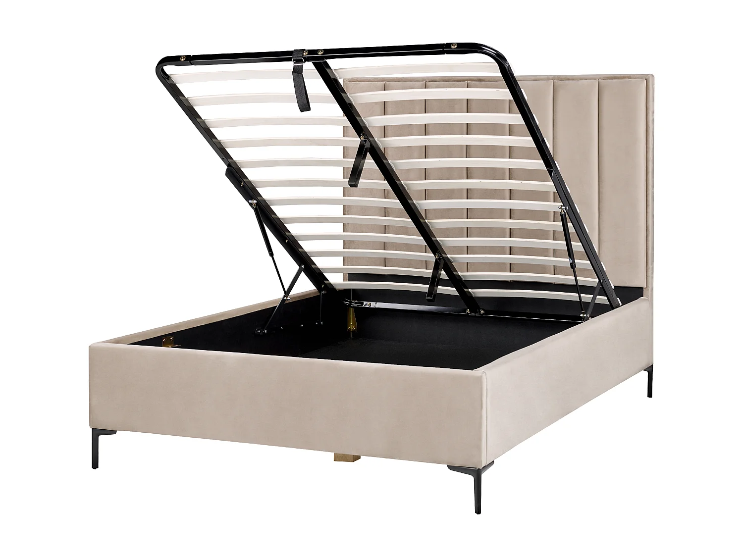 Bed met opbergruimte Fluweel SEZANNE 140 x 200 cm Taupe