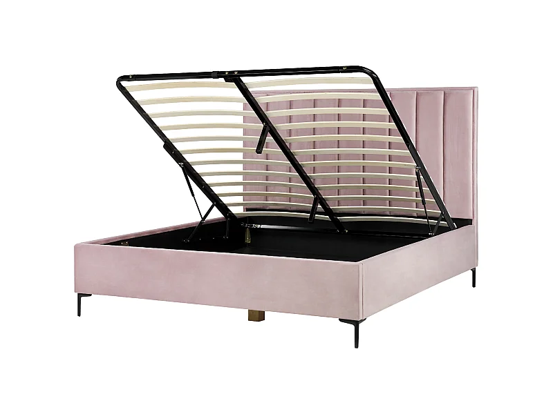 Lit ottoman Velours SEZANNE 180 x 200 cm Rose