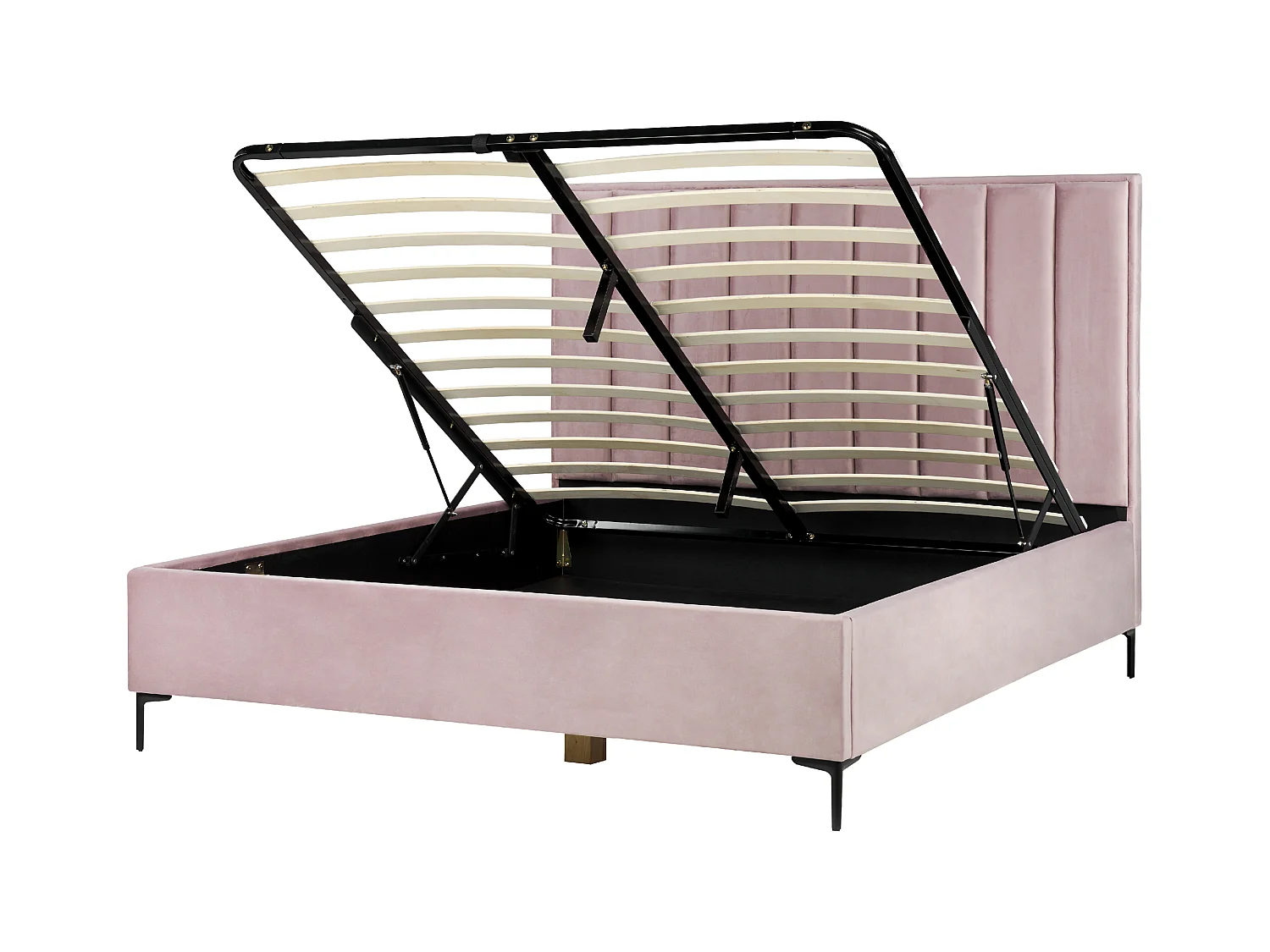 Lit ottoman Velours SEZANNE 180 x 200 cm Rose