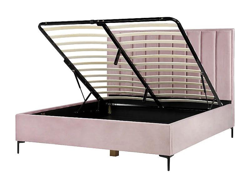 Bett mit Stauraum Samtstoff SEZANNE 180 x 200 cm Rosa