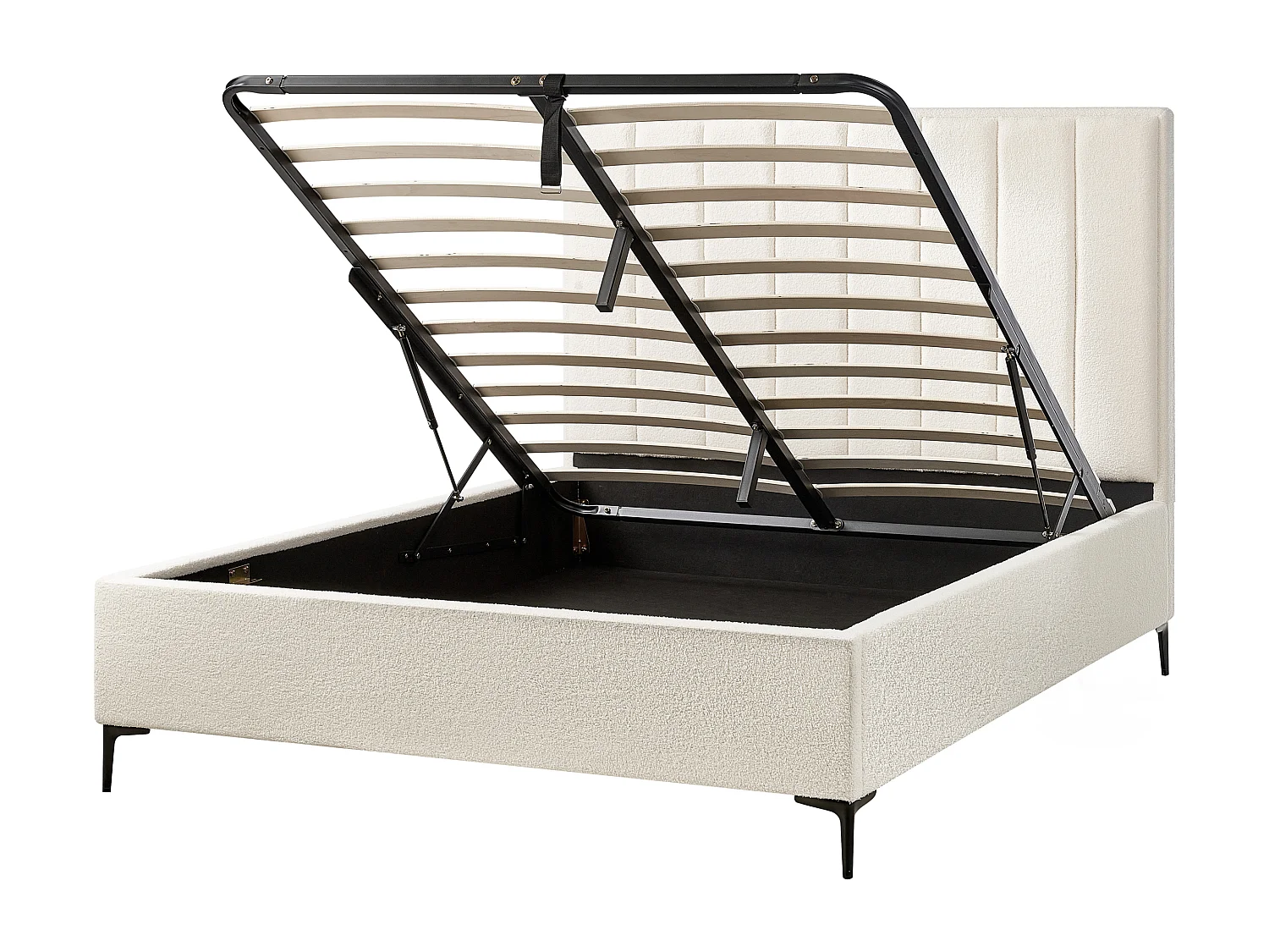 Lit ottoman Bouclé SEZANNE 160 x 200 cm Blanc cassé