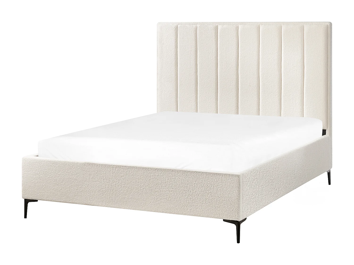 Lit ottoman Bouclé SEZANNE 160 x 200 cm Blanc cassé