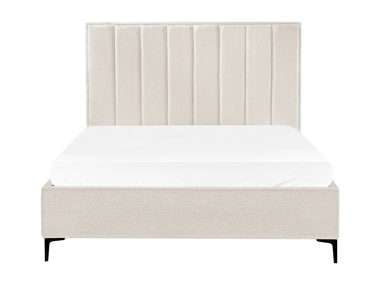 Lit ottoman Bouclé SEZANNE 160 x 200 cm Blanc cassé