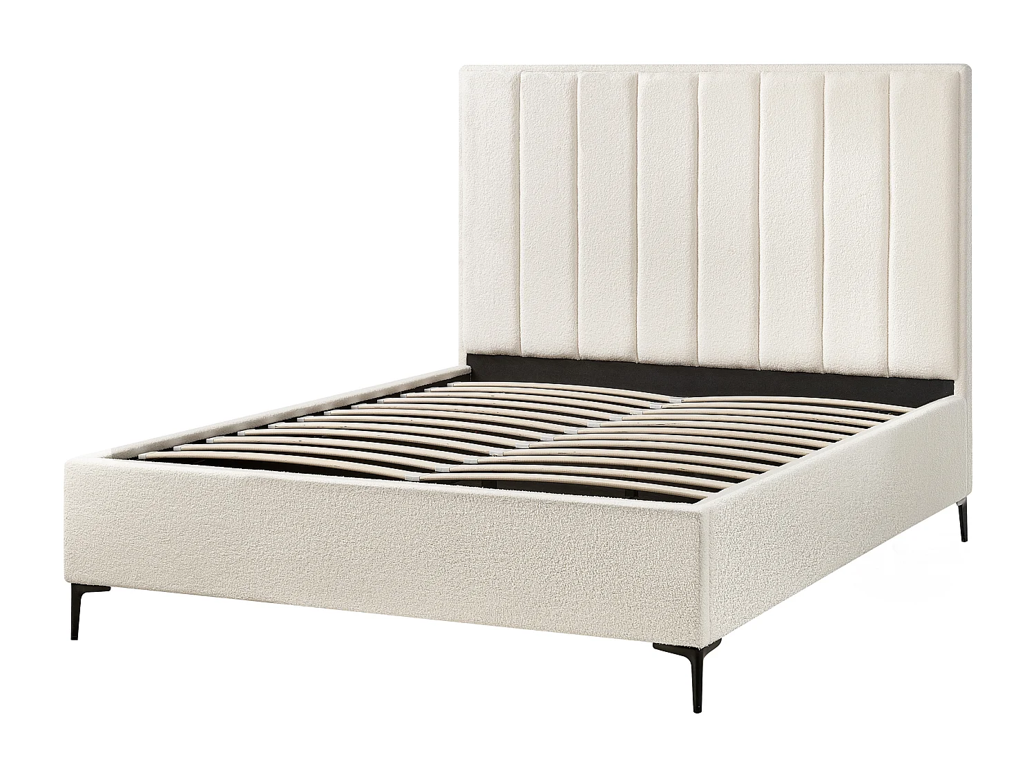 Lit ottoman Bouclé SEZANNE 160 x 200 cm Blanc cassé