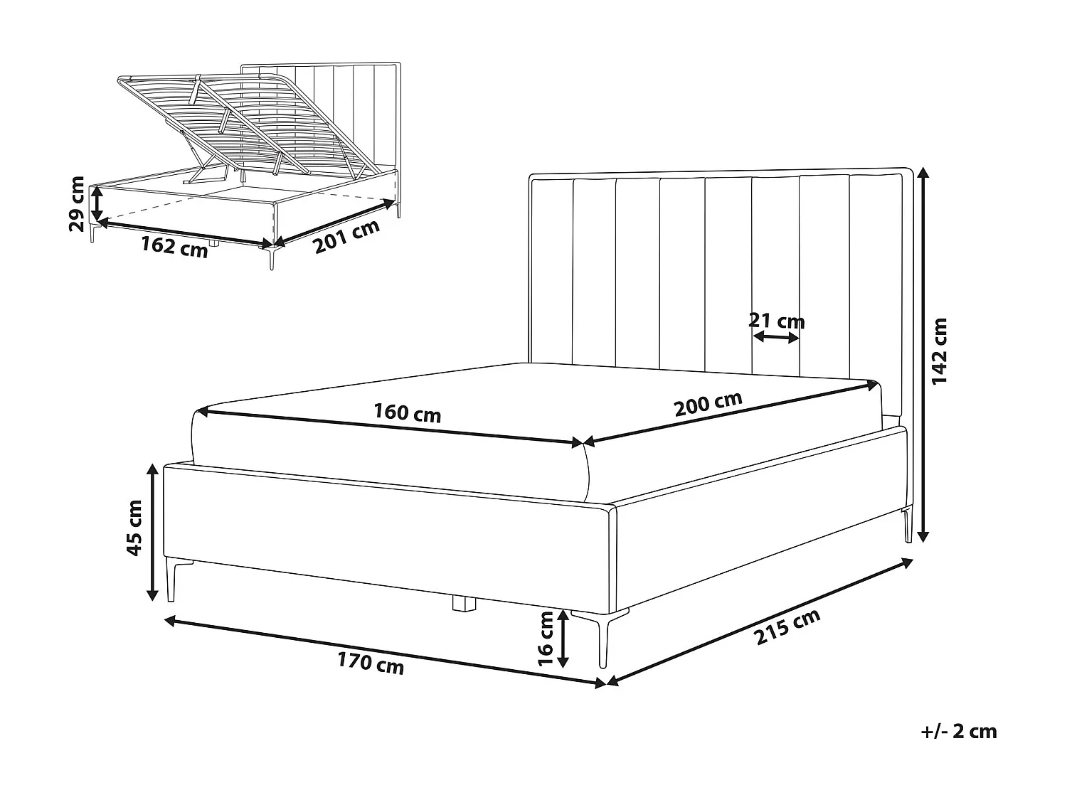 Lit ottoman Bouclé SEZANNE 160 x 200 cm Blanc cassé