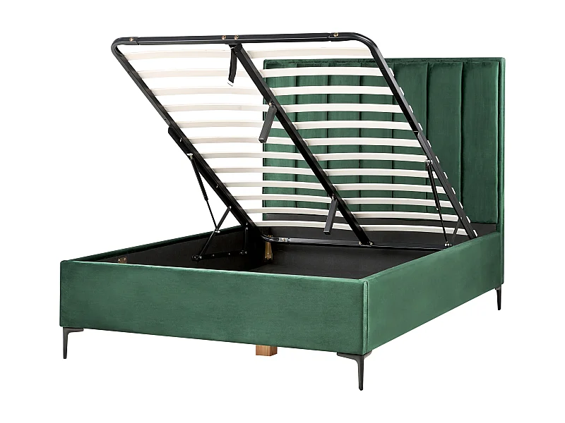 Lit ottoman Velours SEZANNE 140 x 200 cm Vert foncé