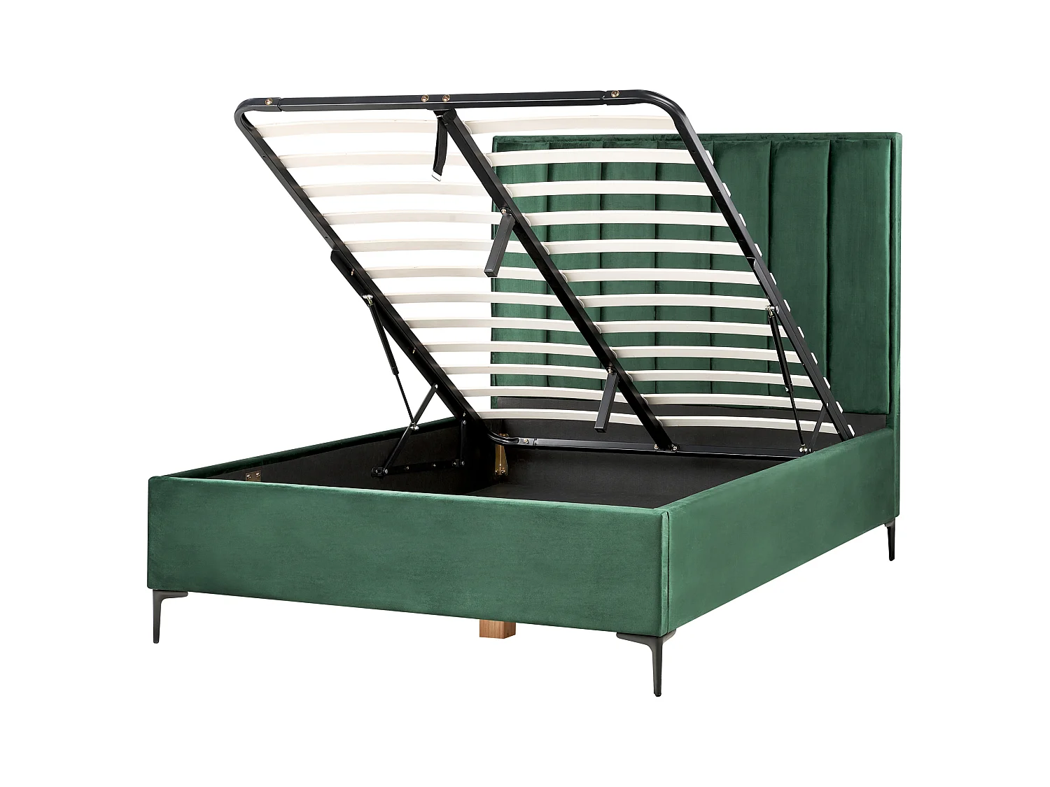 Lit ottoman Velours SEZANNE 140 x 200 cm Vert foncé
