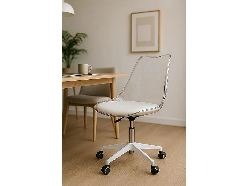 Silla de Oficina Blanca Neo Transparente - Máxima Ergonomía - Ideal para Escritorio y Gaming