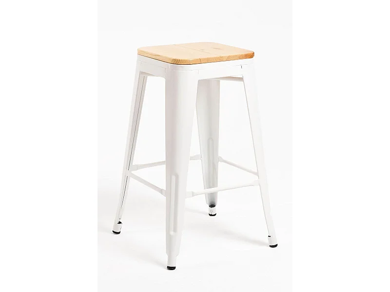 Lote de 6 Taburetes Torix Bajos Madera Natural - Blanco