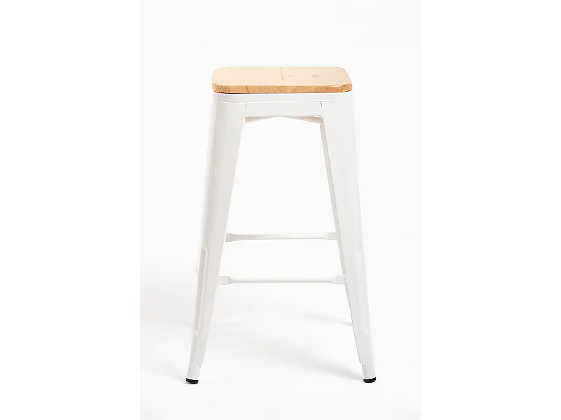 Taburetes Bajos - Taburete Torix Bajo Madera Natural - Blanco