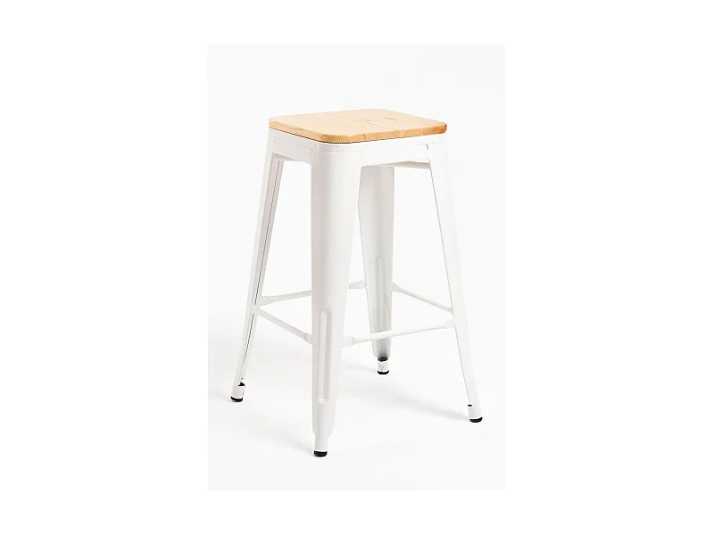 Taburetes Bajos - Taburete Torix Bajo Madera Natural - Blanco
