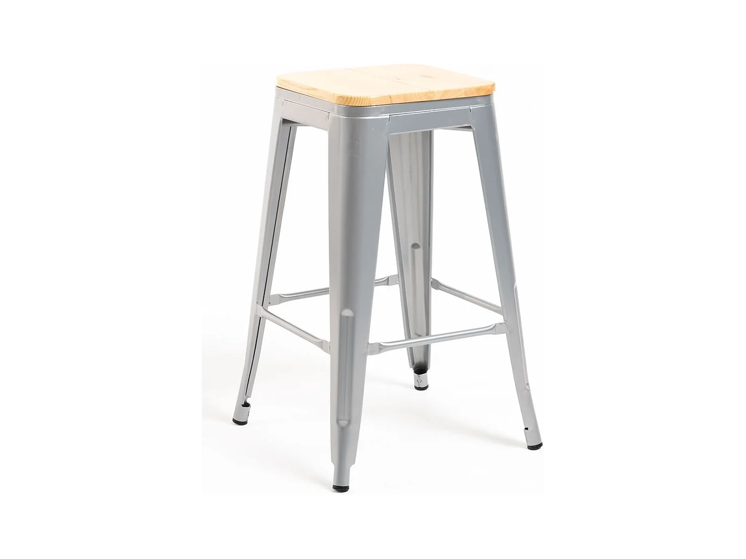Taburetes Bajos - Taburete Torix Bajo Madera Natural - Gris metalizado