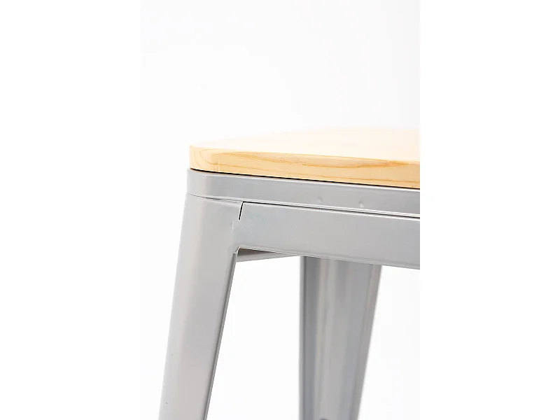 Taburetes Bajos - Taburete Torix Bajo Madera Natural - Gris metalizado