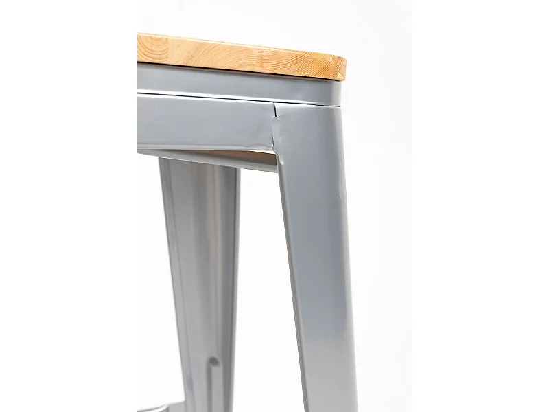 Taburetes Bajos - Taburete Torix Bajo Madera Natural - Gris metalizado