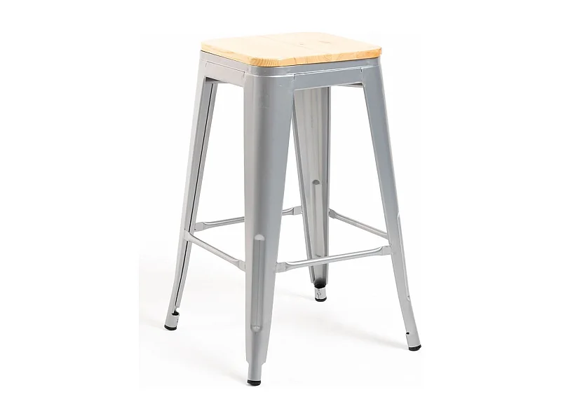 Taburetes Bajos - Taburete Torix Bajo Madera Natural - Gris metalizado