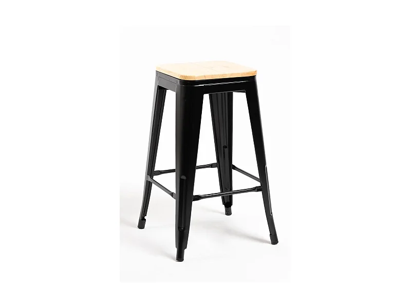 Taburetes Bajos - Taburete Torix Bajo Madera Natural - Negro