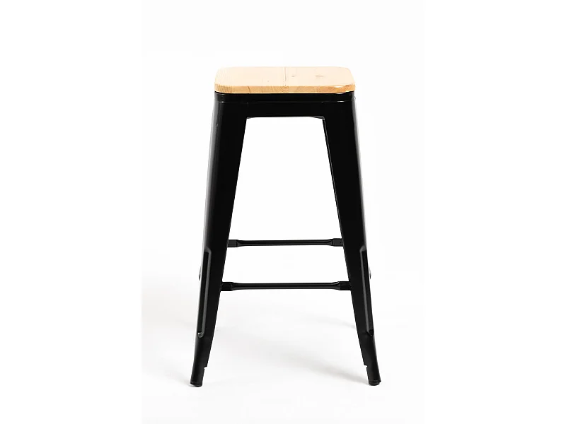 Lote de 2 Taburetes Torix Bajos Madera Natural - Negro