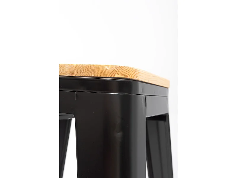 Lote de 2 Taburetes Torix Bajos Madera Natural - Negro