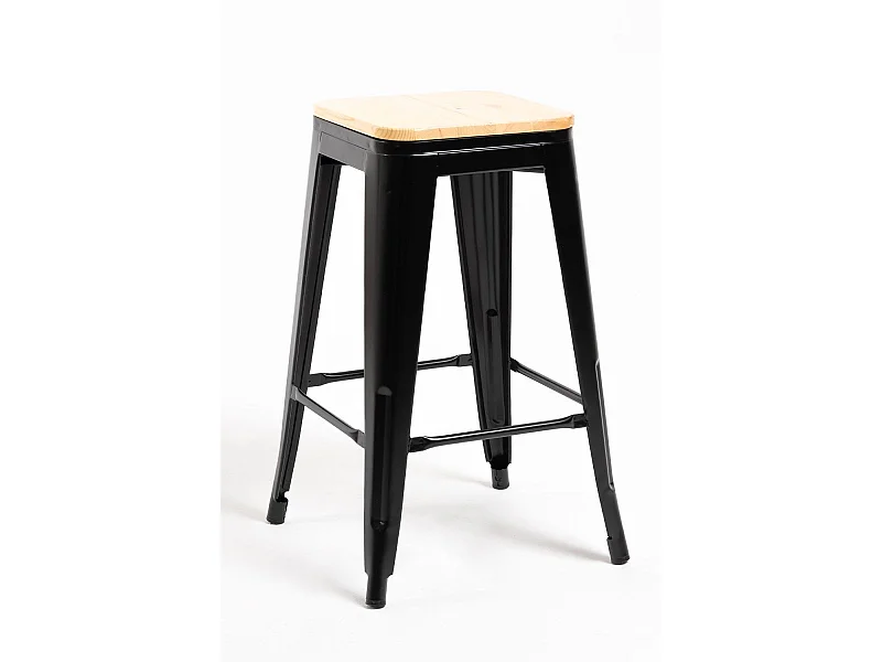 Lote de 2 Taburetes Torix Bajos Madera Natural - Negro
